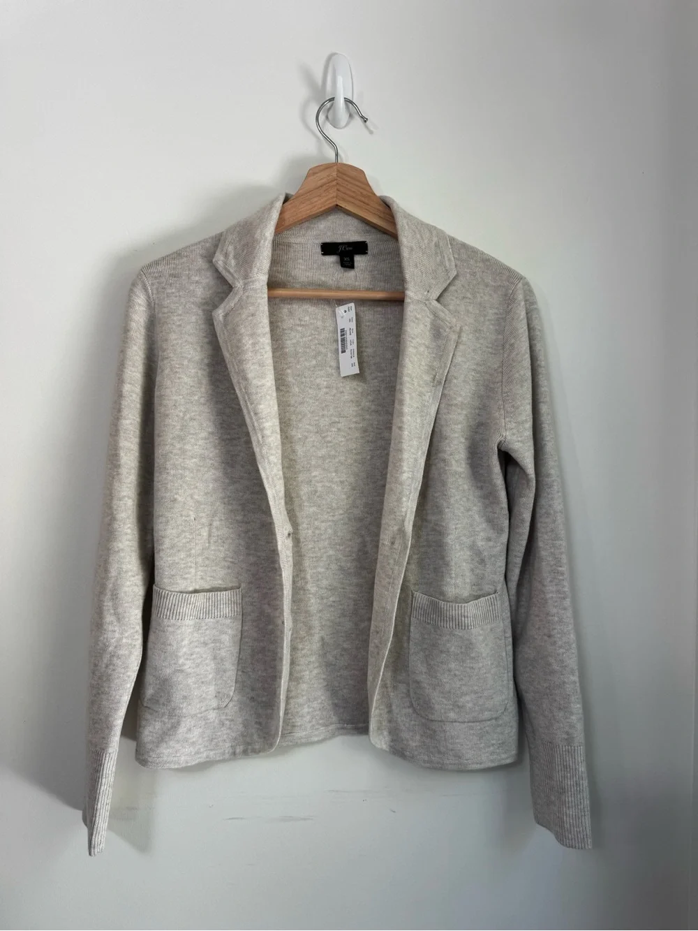 NWT J.Crew Open Front Sweater Blazer Cardigan | Heather Oatmeal | Size XXS - Picture 2 of 5